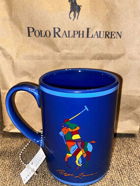 Polo Ralph Lauren Mug Colorblock Pony Player Coffee Porcelain Cup Preppy